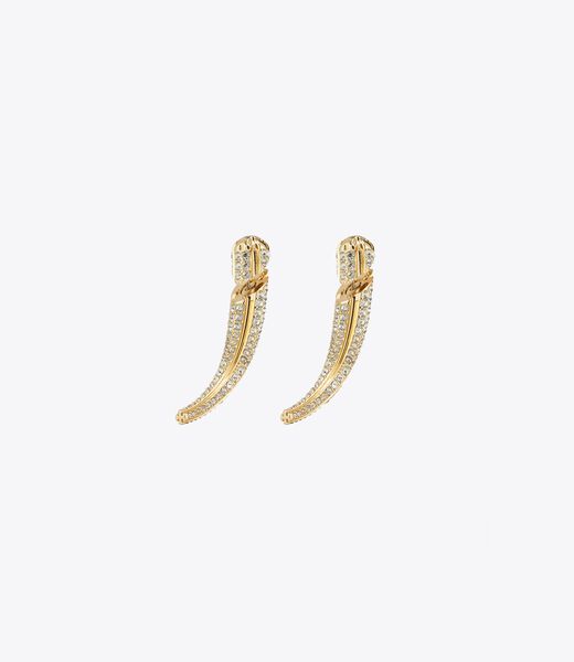 tory burch pav logo spike front back earring