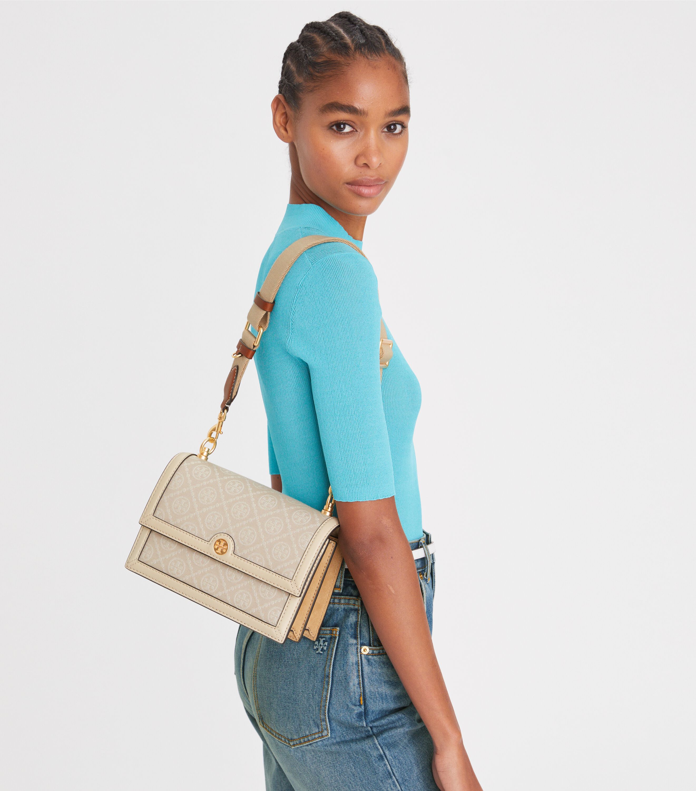 Tory burch robinson canvas floral interior convertible shoulder bag top