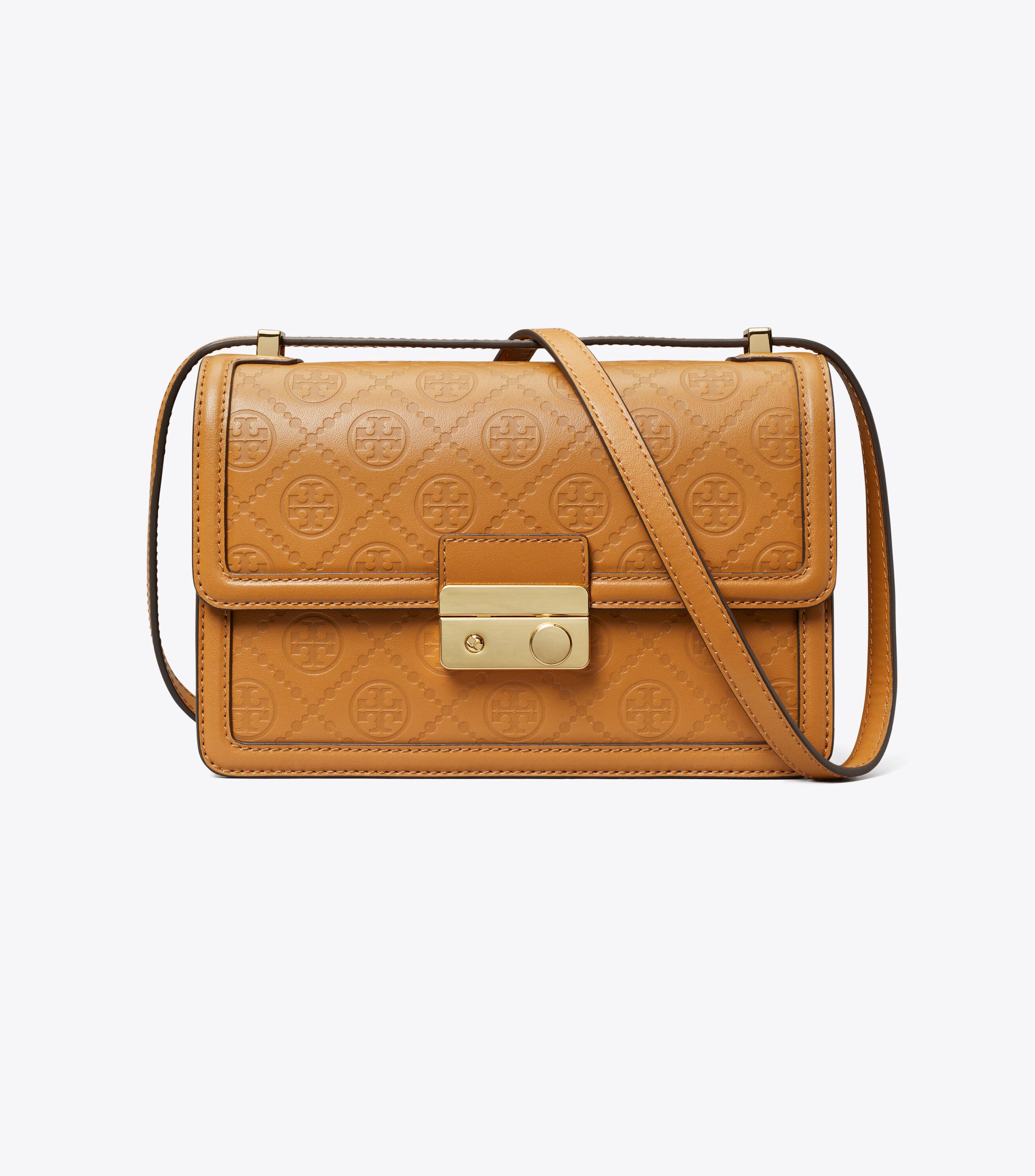 T Monogram Leather Shoulder Bag
