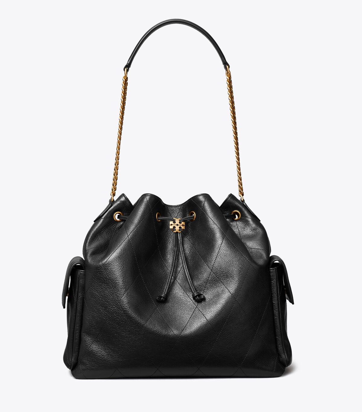 tory burch large charlie quilted drawstring shoulder bag