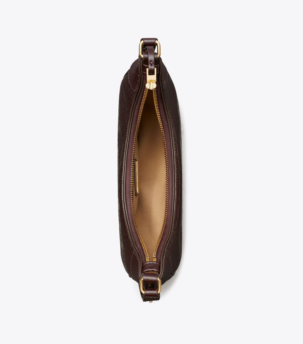 tory burch t monogram leather crescent bag
