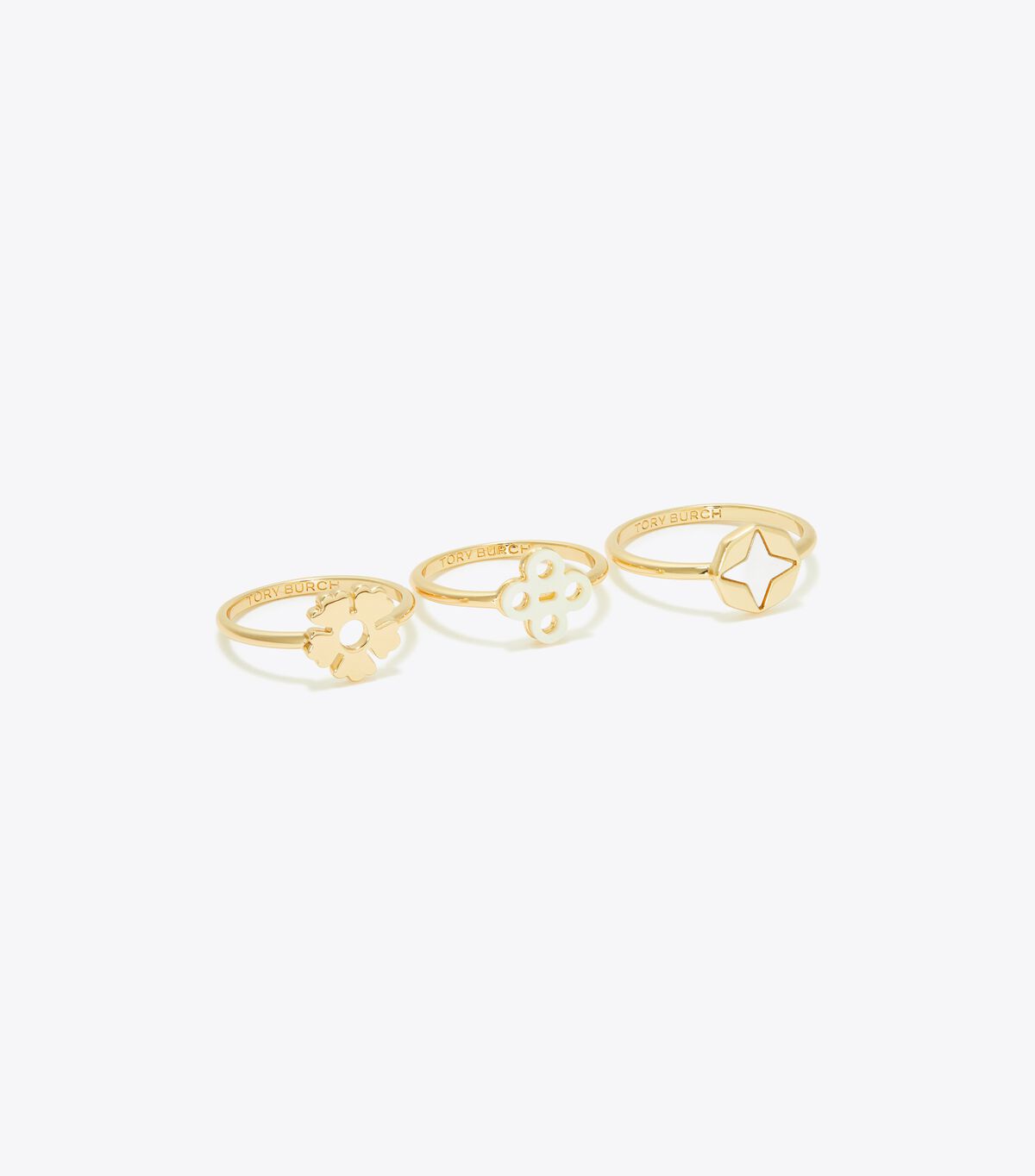 tory burch clover stacking ring set