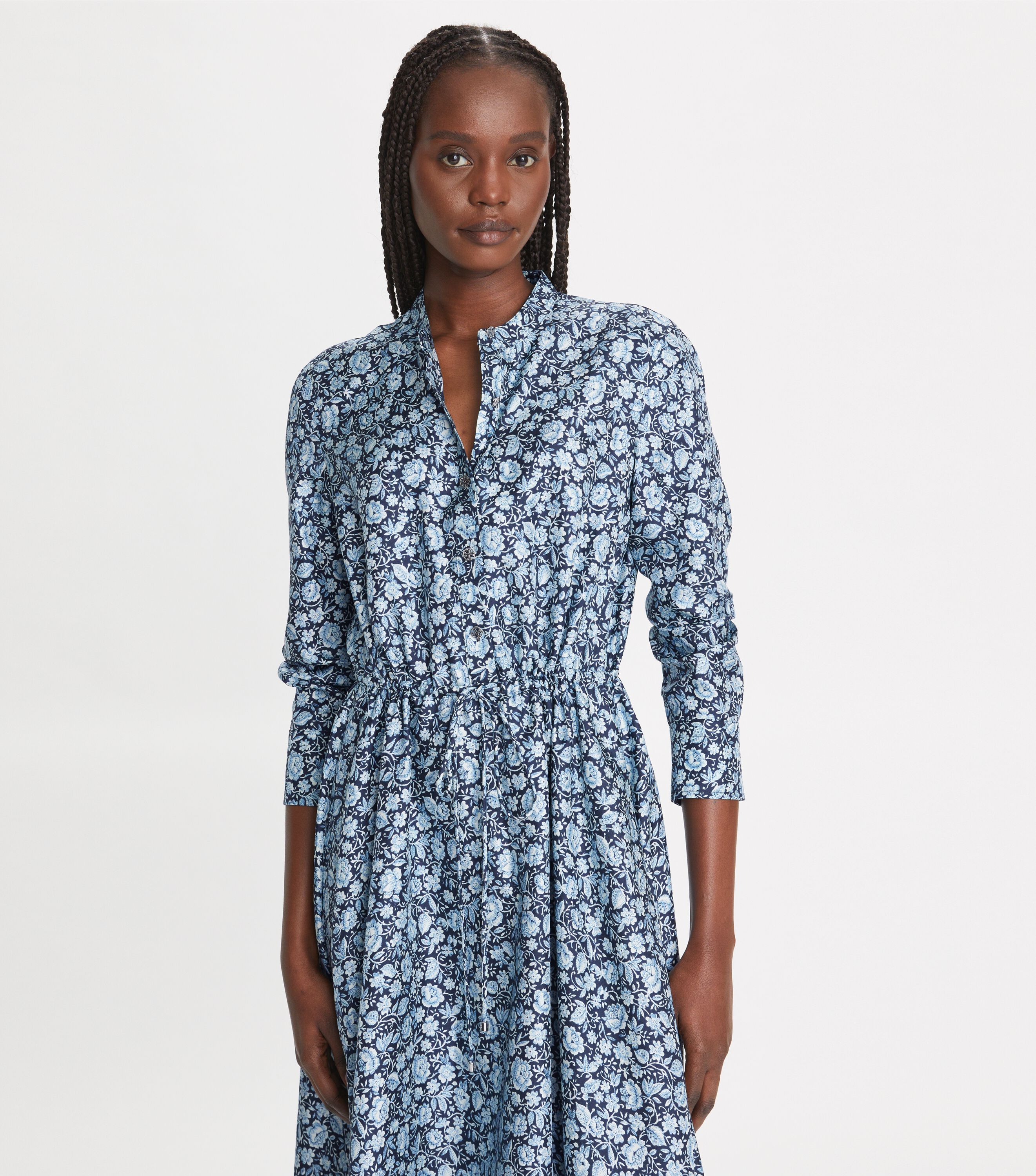 Printed Silk Shirtdress, Blue Archive Ditsy | Tory Burch KSA