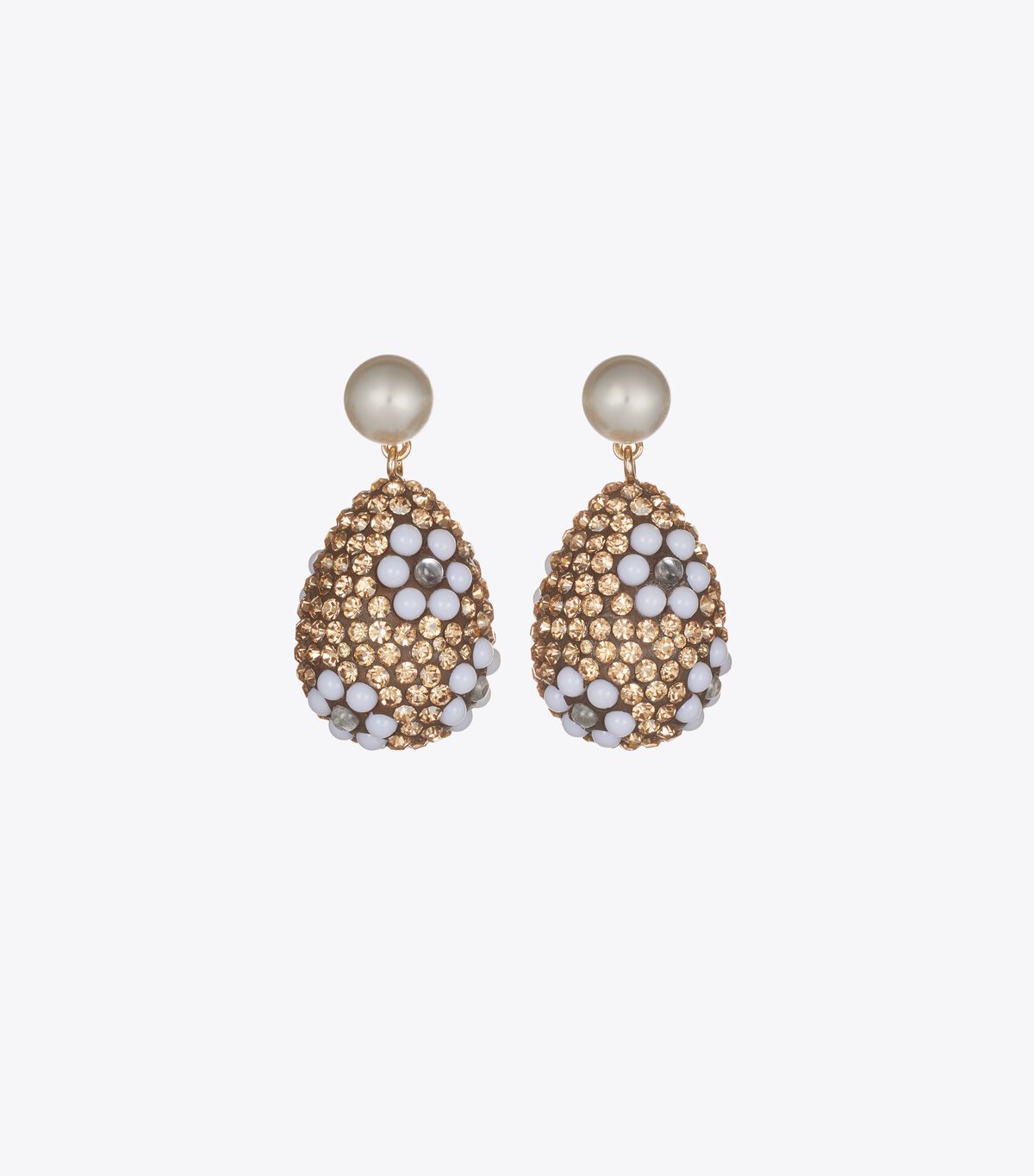 Curiosity Crystal Pearl Drop Earrings tory burch curiosity crystal pearl drop earrings