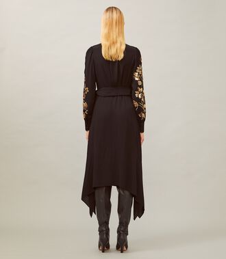 Embroidered Wrap Dress