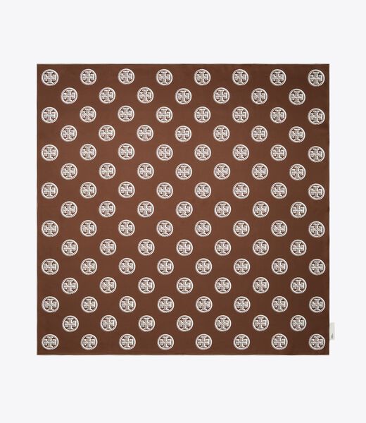 tory burch medallion logo silk square scarf