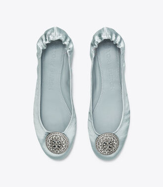 Crystal-Logo Satin Ballet Flat | Shoes | Tory Burch
