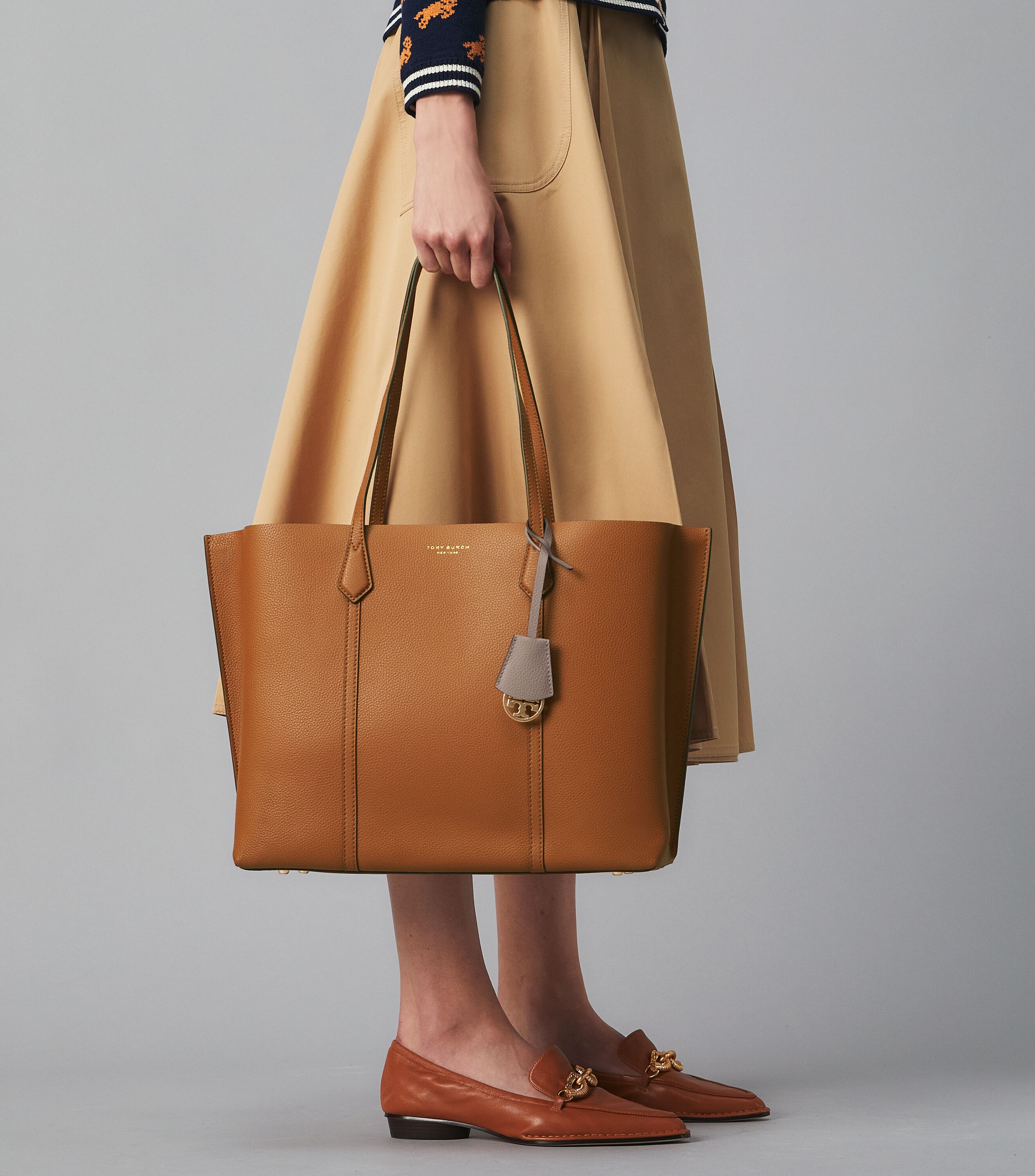 Perry Triple-Compartment Tote Bag, Light Umber | Tory Burch KSA