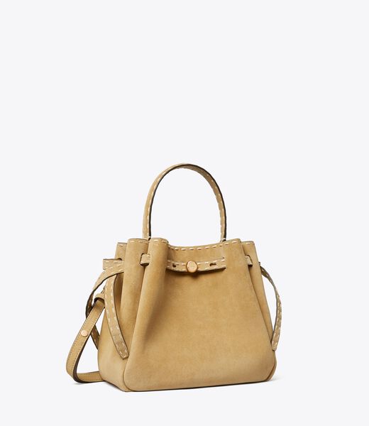 tory burch romy suede pick stitch bucket bag