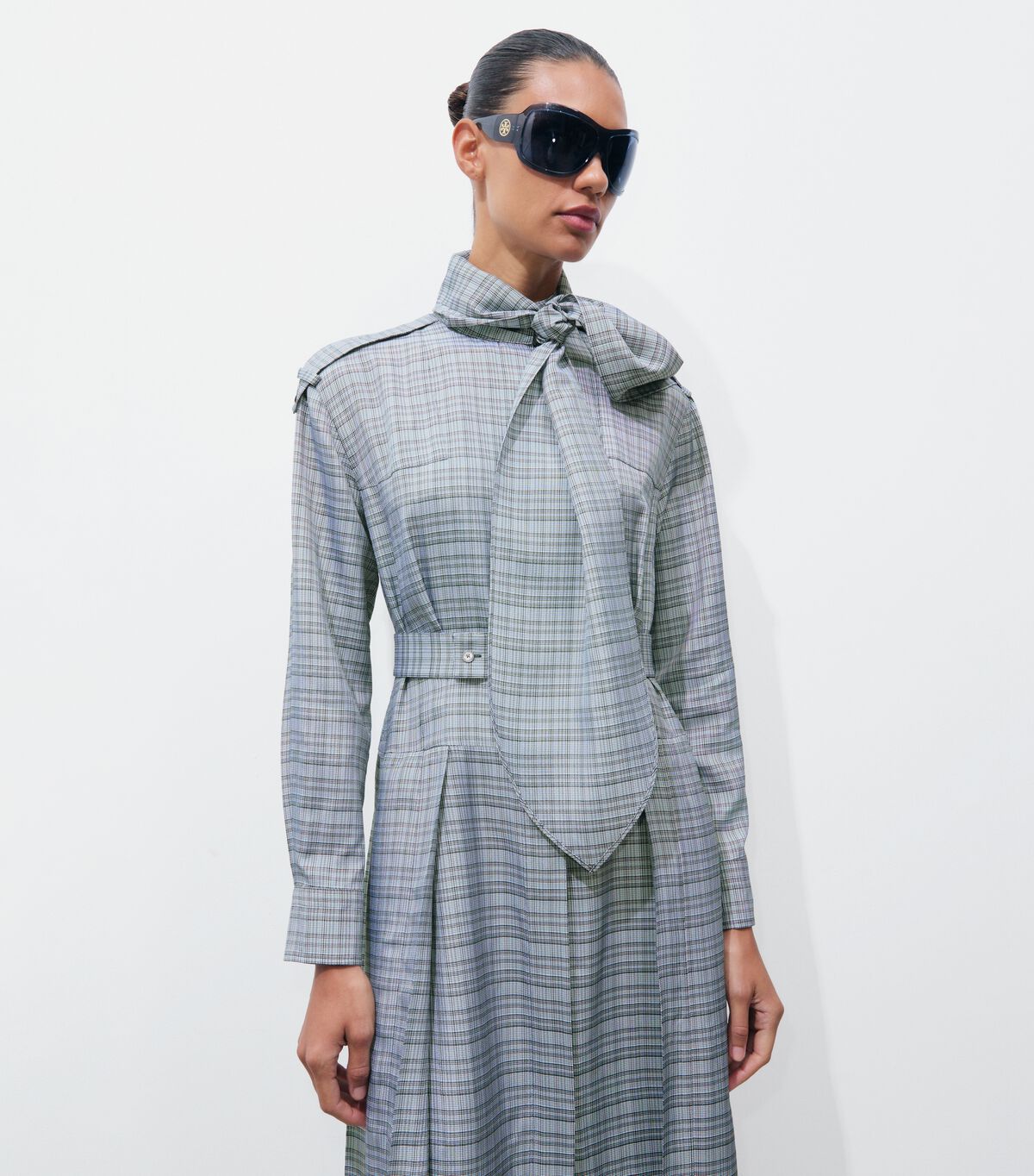 tory burch front tie jacquard shirtdress