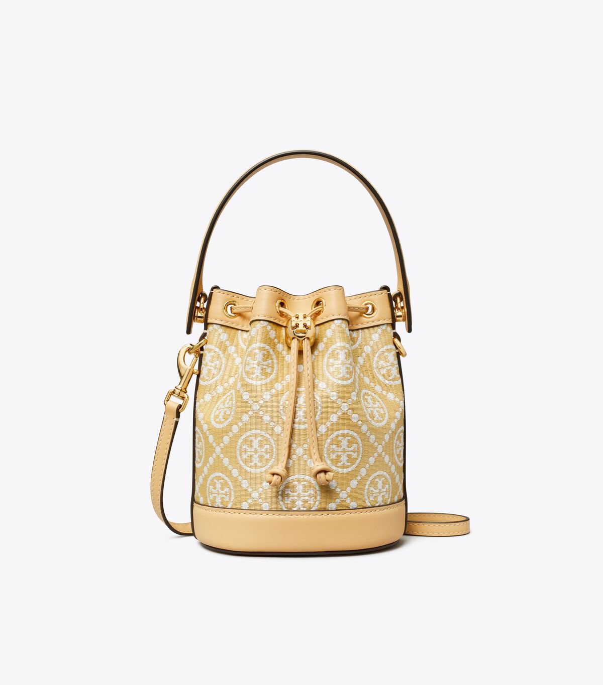 tory burch t monogram raffia mini bucket bag