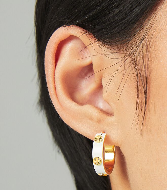 Miller Stud Enamel Hoop Earring | Accessories | Tory Burch