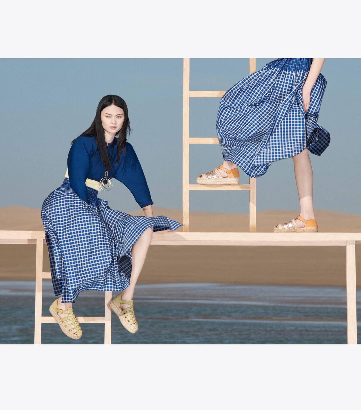 tory burch picnic plaid silk pleated skirt