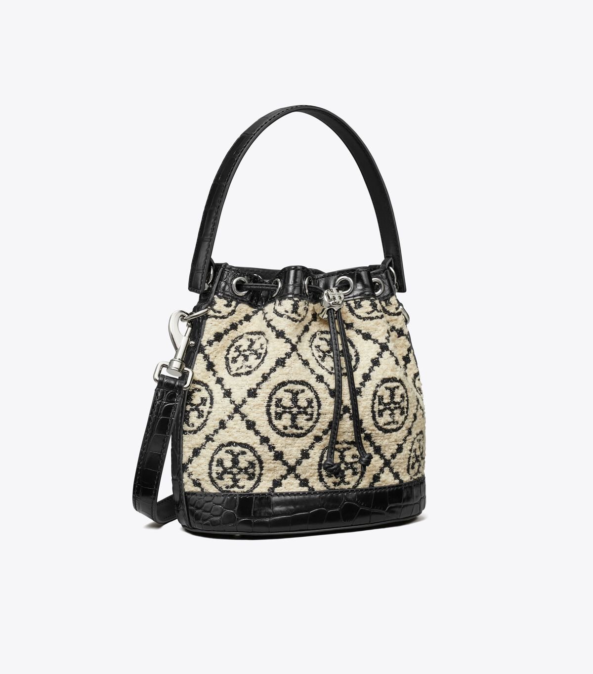 tory burch t monogram boucl bucket bag