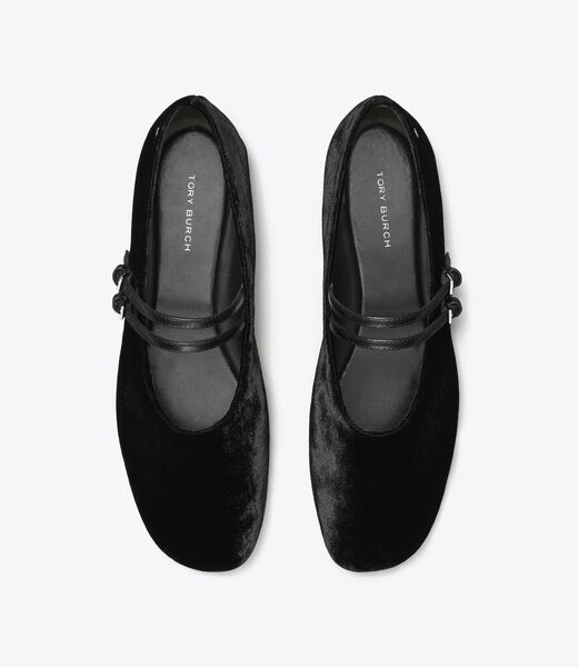 tory burch حذاء باليرينا ماري جين بشريطين