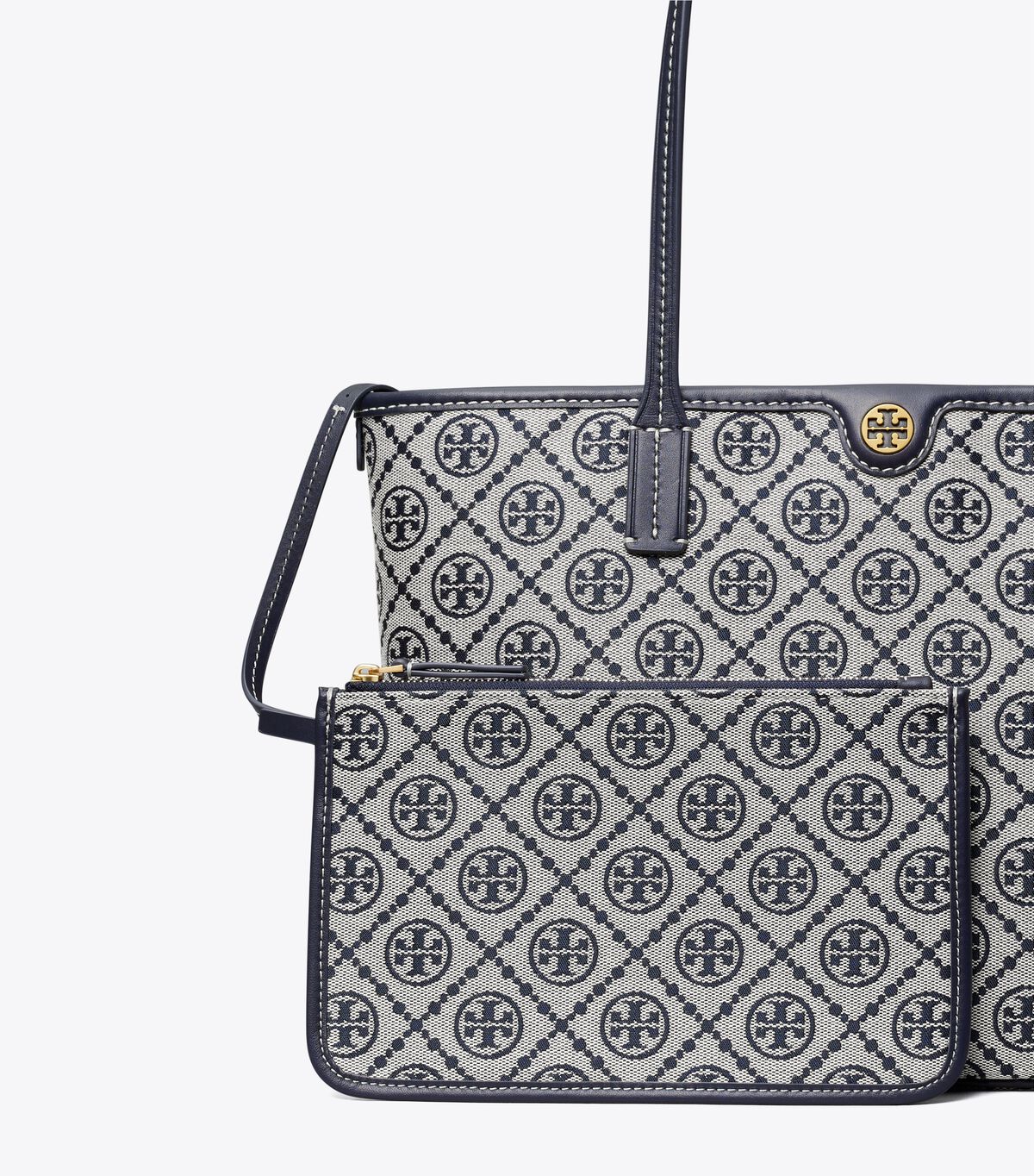 tory burch small t monogram zip tote