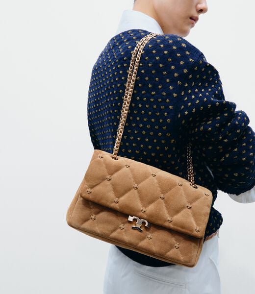 tory burch bunny knot suede shoulder bag