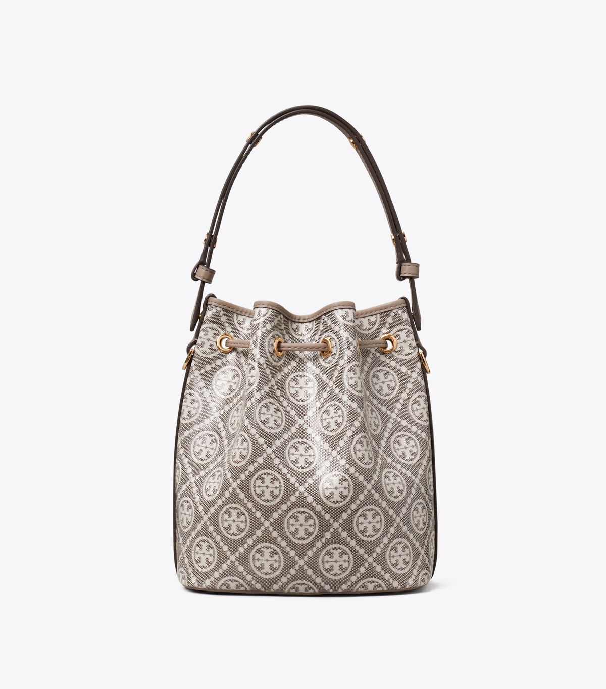 tory burch t monogram coated jacquard bucket bag