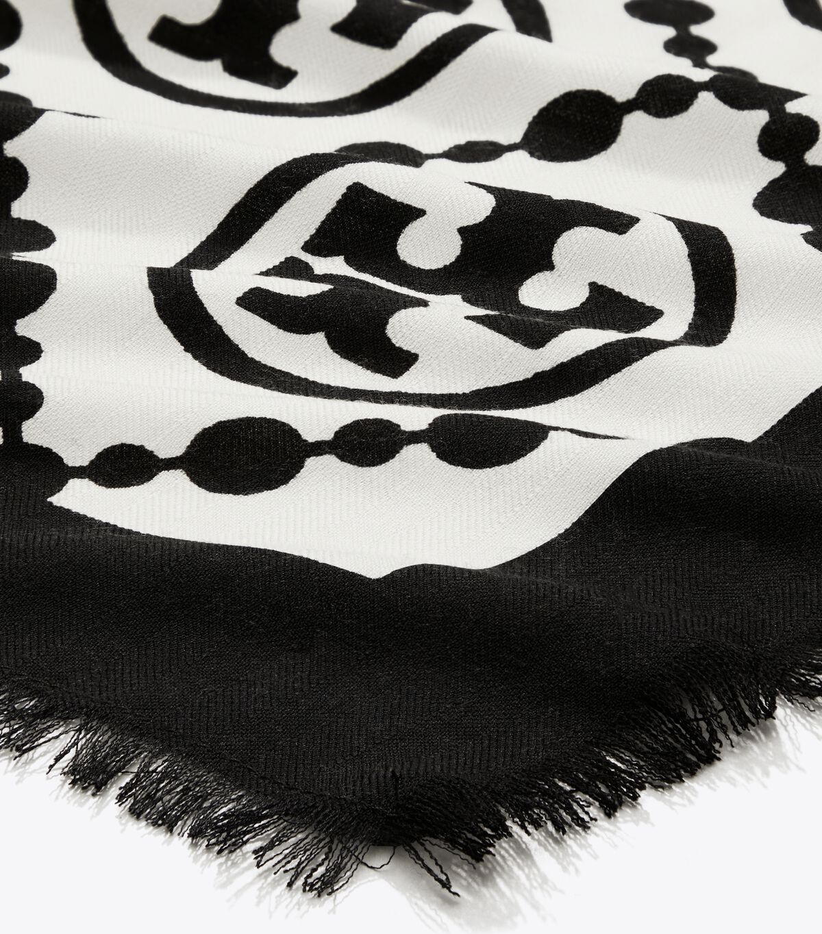tory burch t monogram bordered oblong scarf