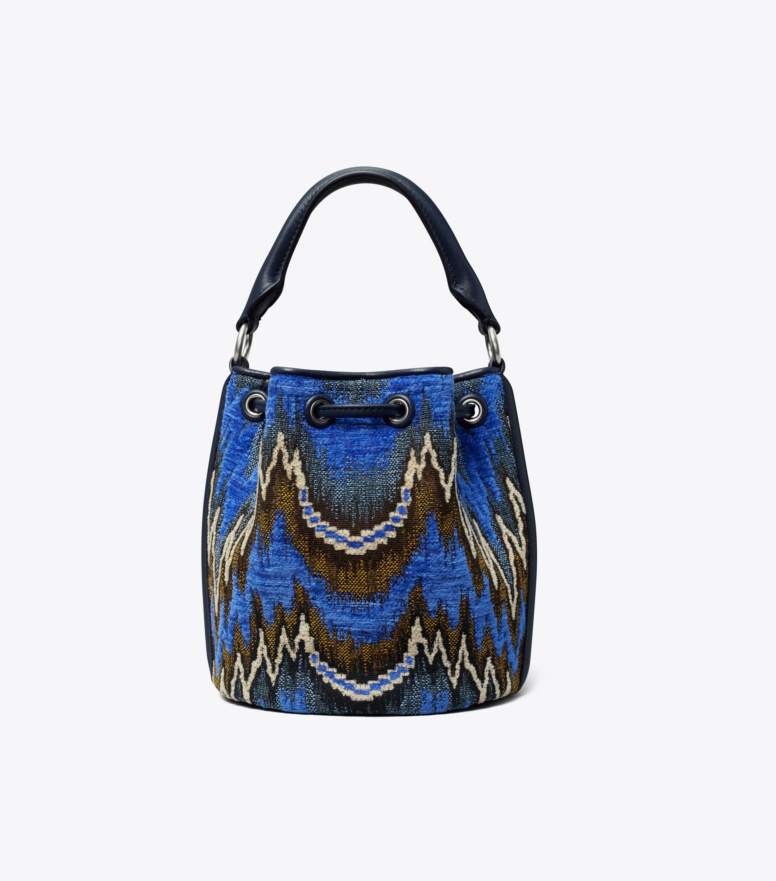 Fleming Soft Flame Stitch Bucket Bag, Blue Dahlia Multi | Tory
