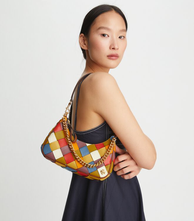 151 Mercer Woven Small Crescent Bag | Handbags | Tory Burch