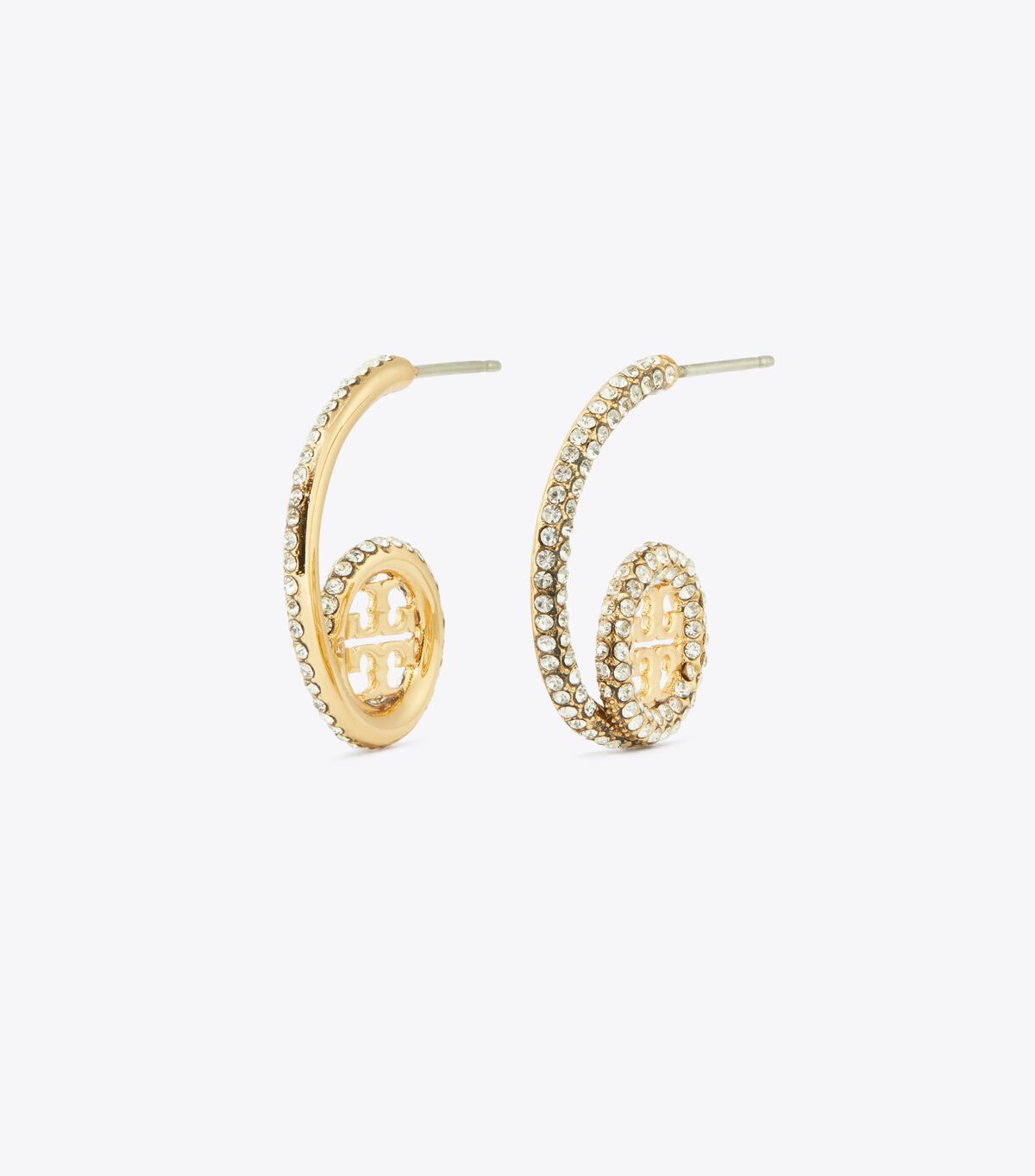 tory burch icon pave loop earrings