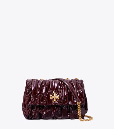 Small Kira Patent Ruched Convertible Shoulder Bag