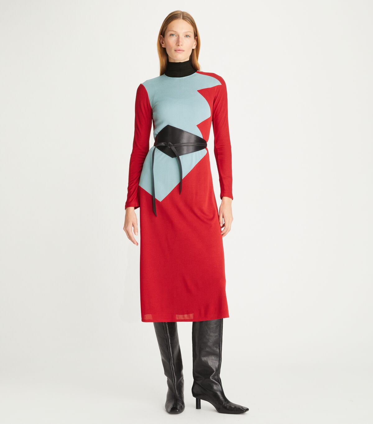 tory burch colorblock honeycomb jersey dress