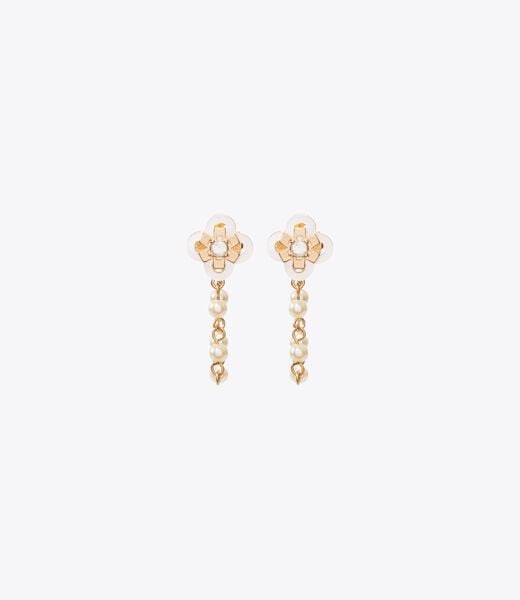 Forget Me Not Chain Pearl Earrings tory burch forget me not chain pearl earrings