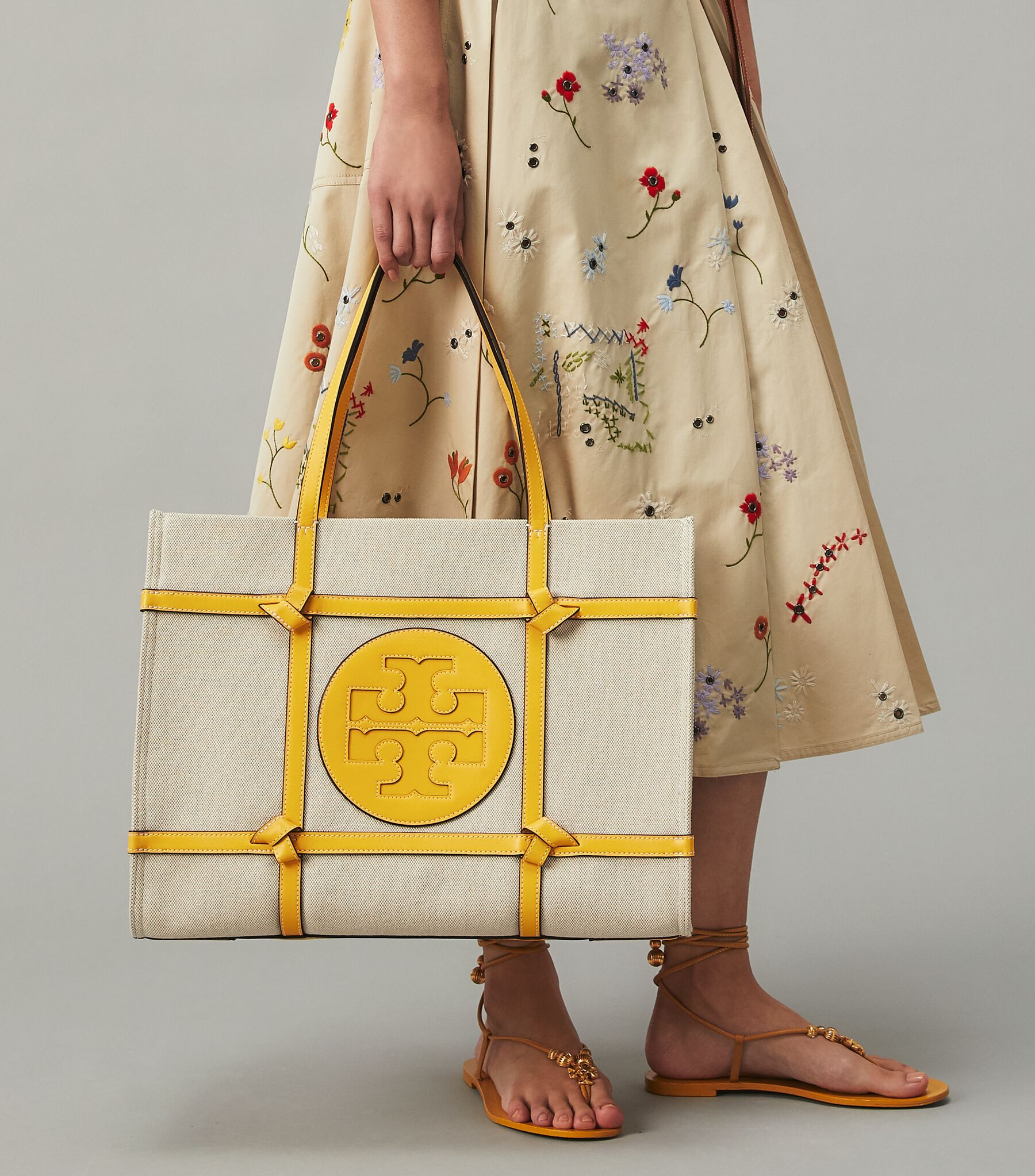 Ella Canvas Quadrant Knot Tote Bag, Natural Goldfinch Tory