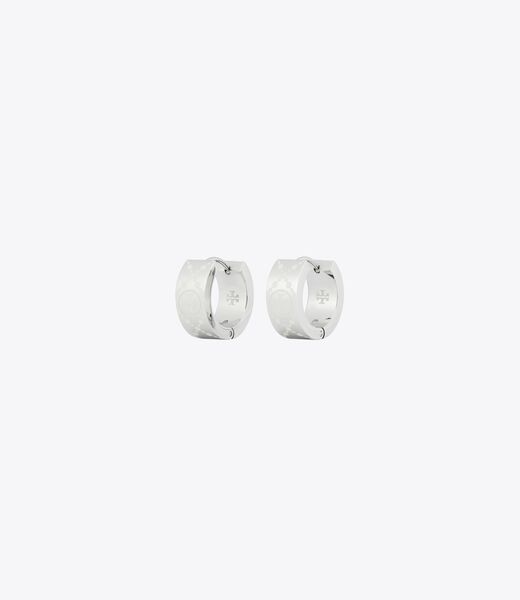 tory burch small t monogram hoop earring