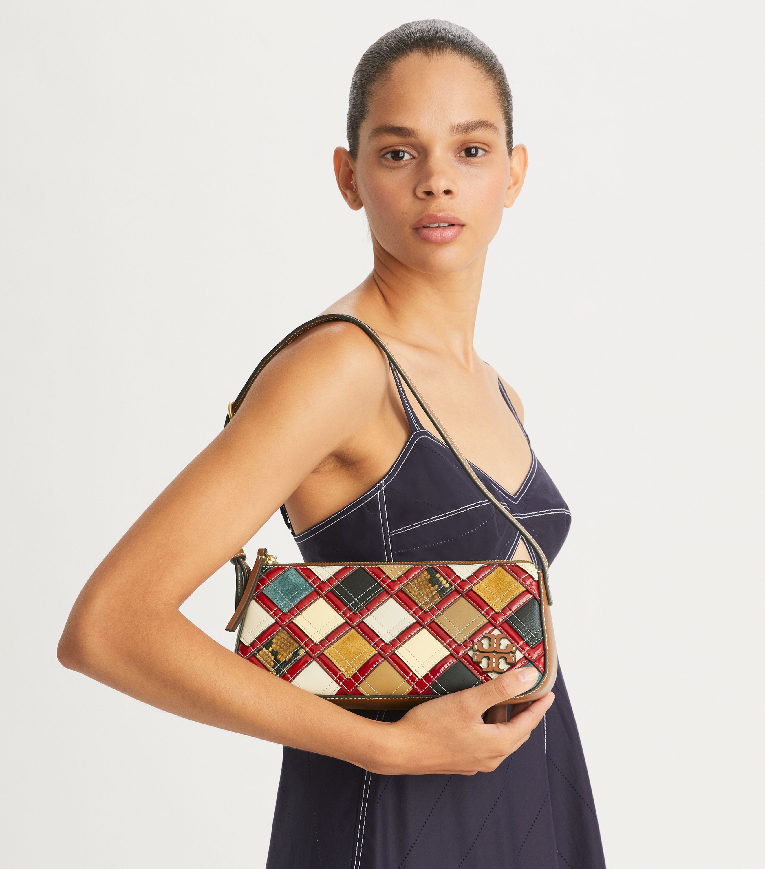 Mcgraw mixed top suede shoulder bag