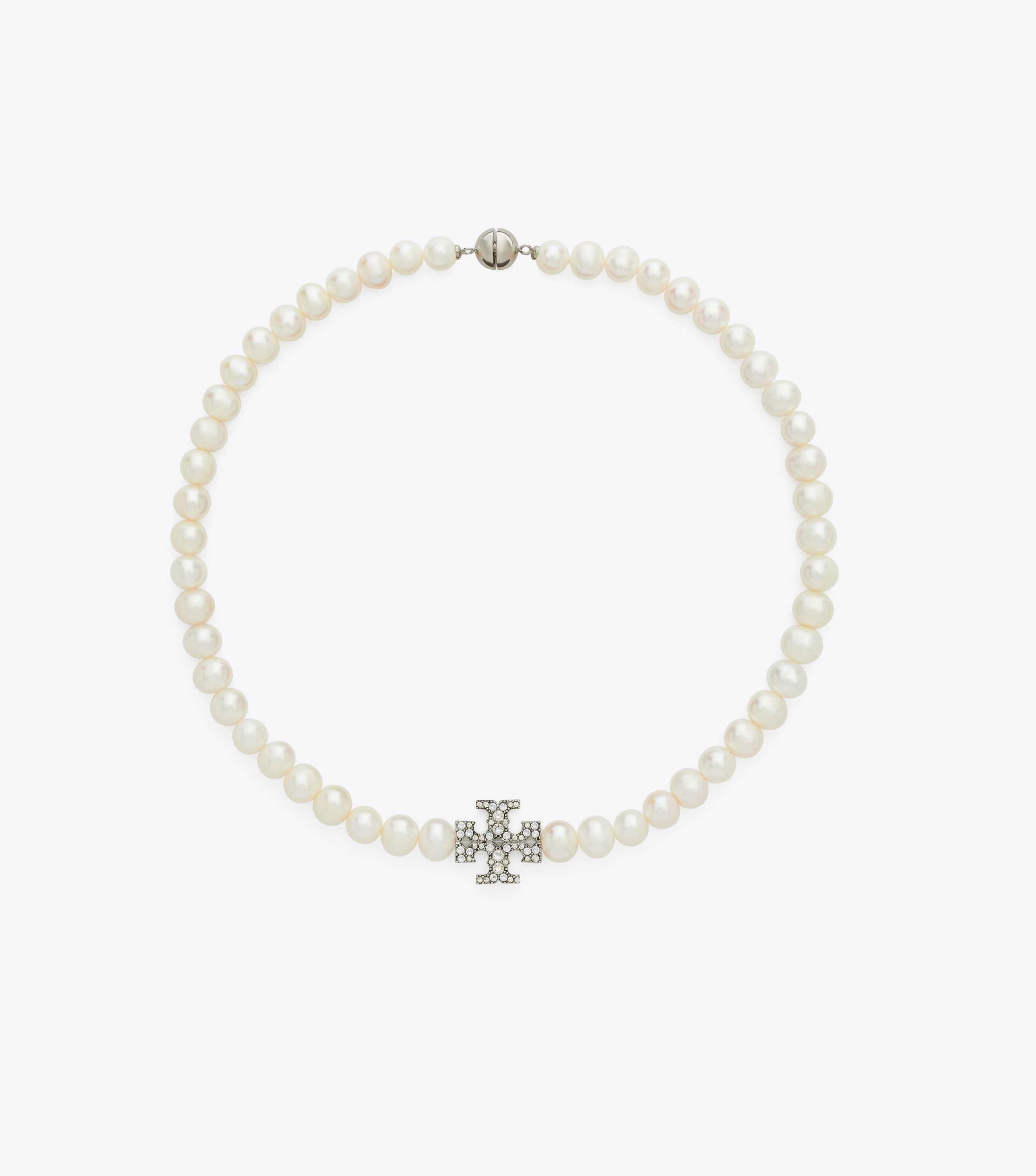 Kira Pearl Necklace, Tory Silver / Pearl / Crystal | Tory Burch KSA