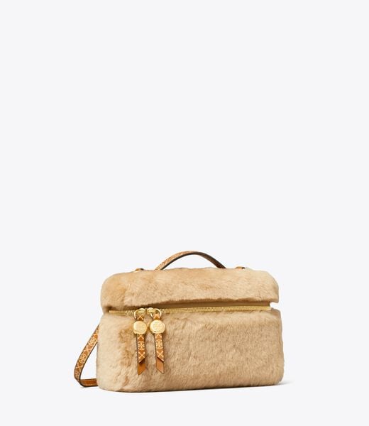 tory burch romy shearling slim top handle bag