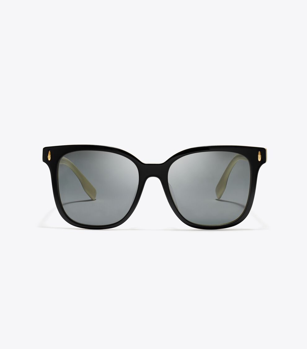 Miller Square Sunglasses, Black/Ivory/Dark Grey Solid Tory Burch KSA