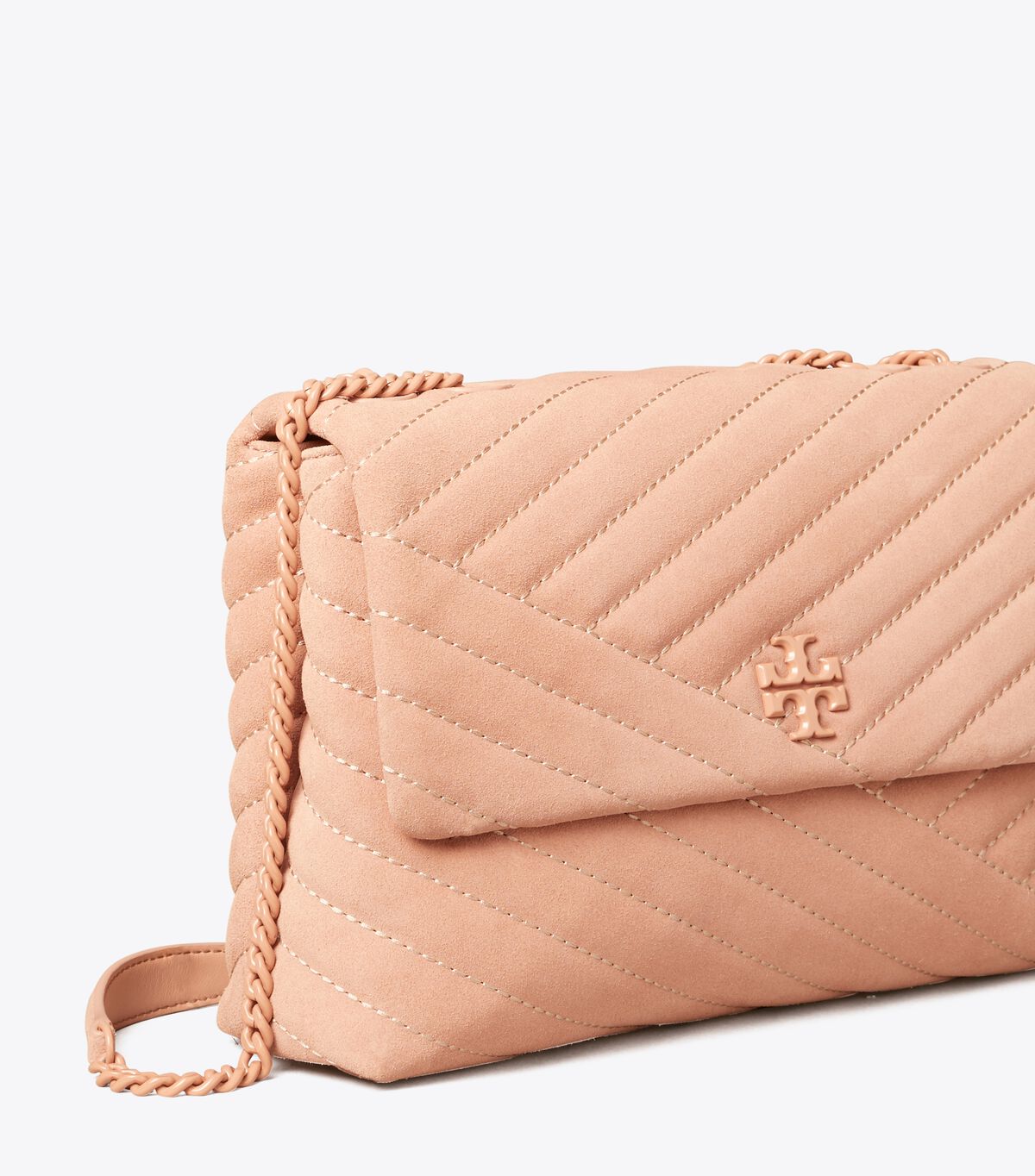 tory burch kira chevron suede powder coated convertible shoulder bag