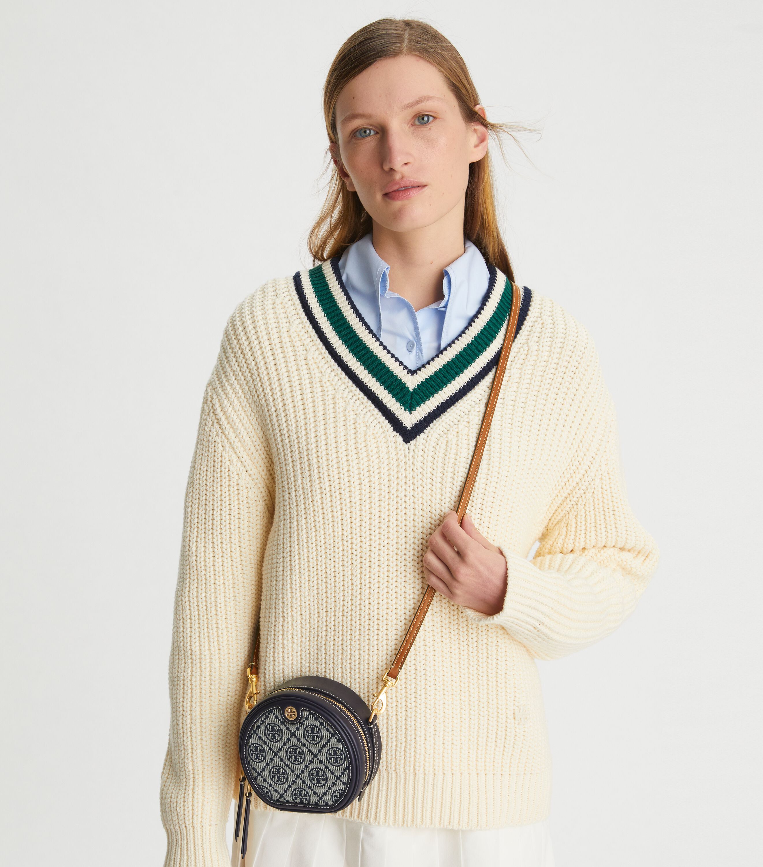 T Monogram Jacquard Petite Moon, Tory Navy | Tory Burch KSA