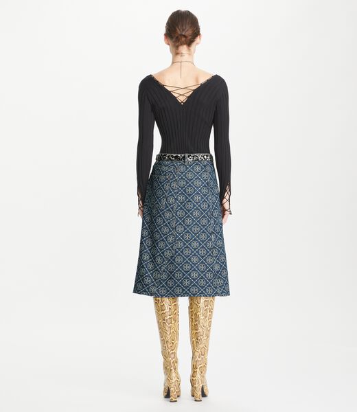 tory burch lace up wool sweater