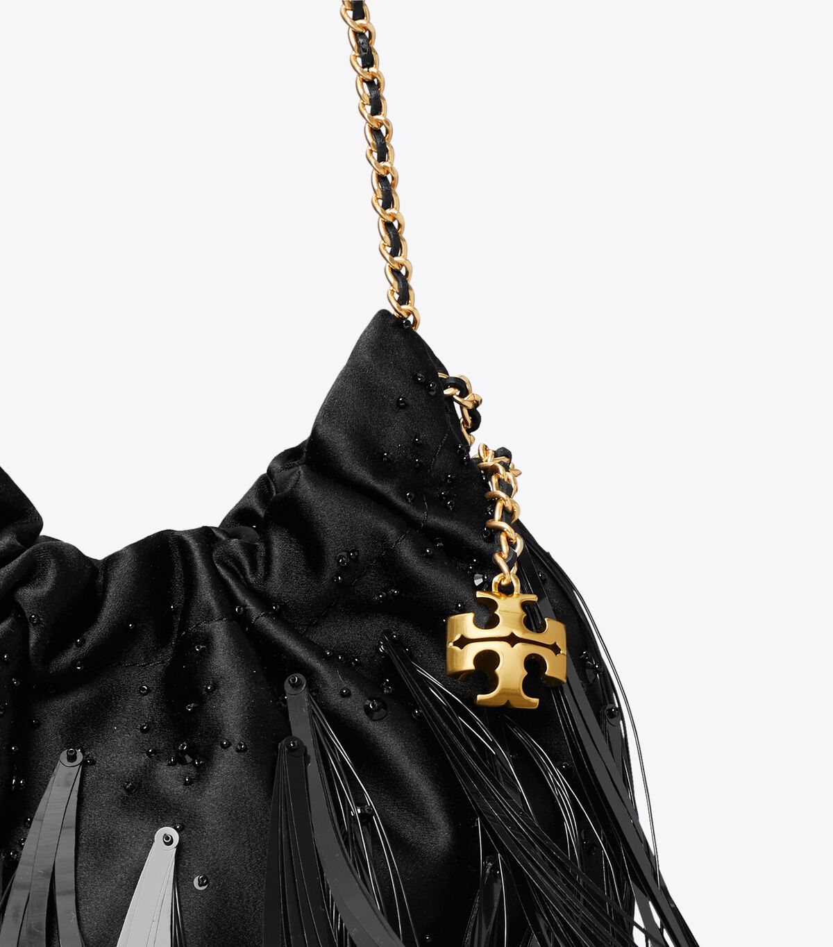 tory burch mini fleming feather drawstring bag