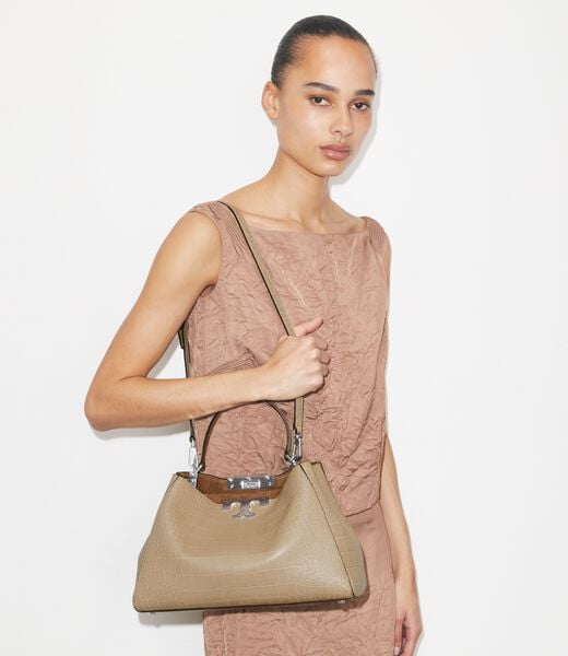 tory burch حقيبة إليانور الناعمة بنقشة جلد التمساح