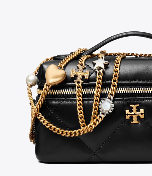 tory burch kira diamond quilt charm east west vanity case