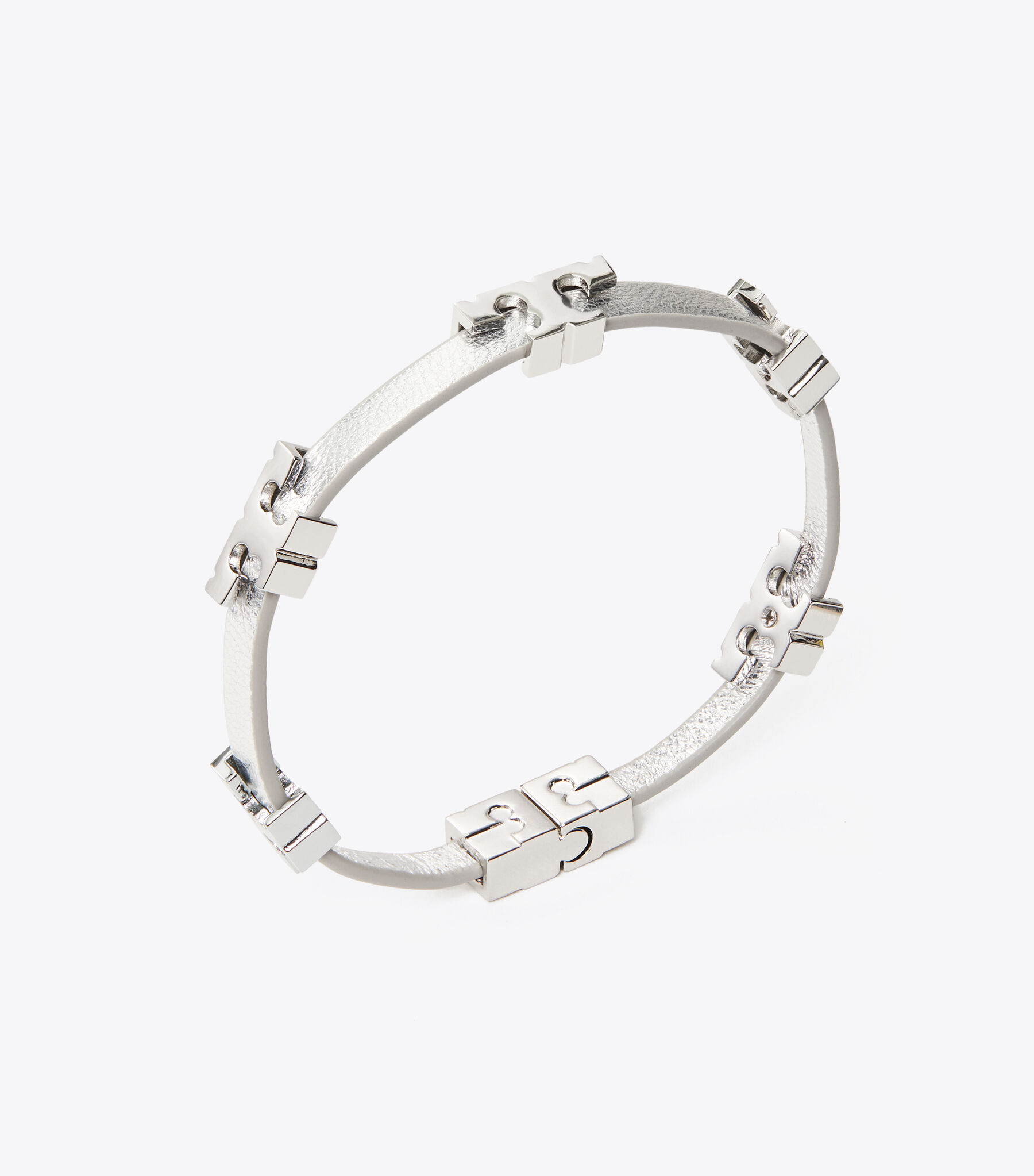 Serif-T Metallic Single-Wrap Bracelet, Tory Silver Metallic  display picture 1