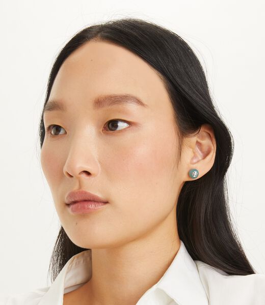 tory burch resin logo stud earring