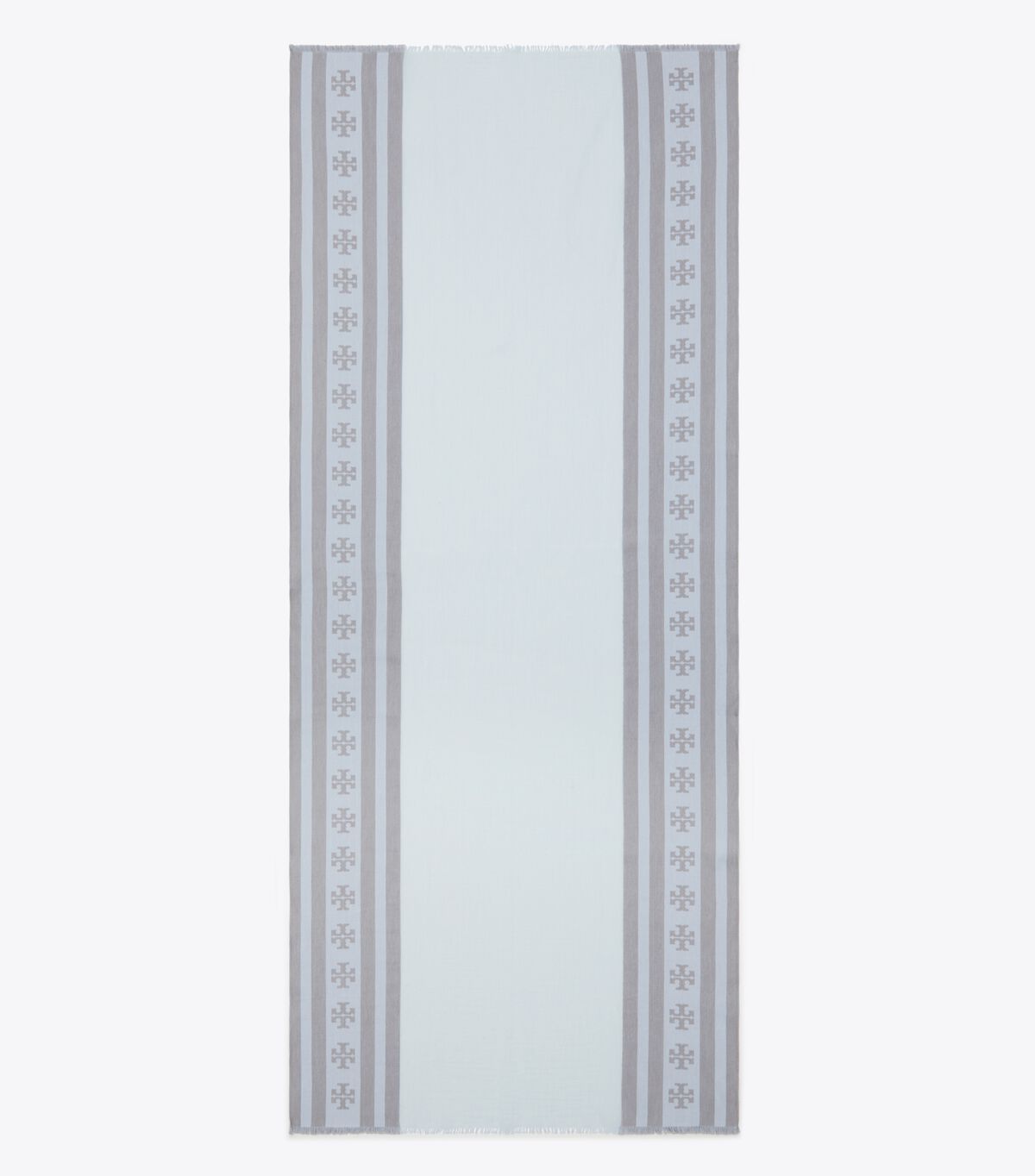 tory burch وشاح مستطيل مخطط بشعار الماركة