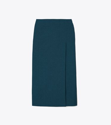 Stretch Faille Wrap Skirt