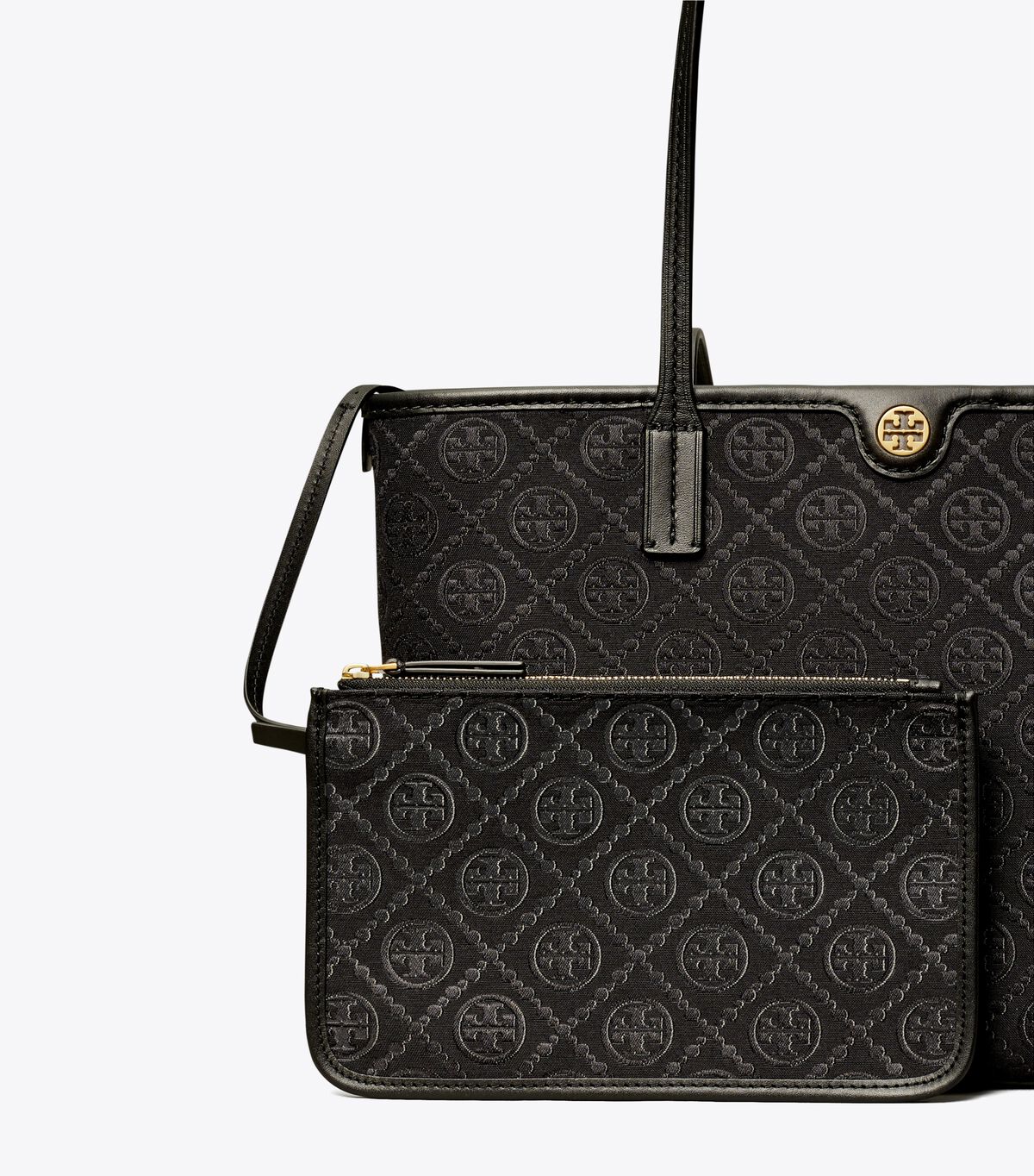 tory burch small t monogram zip tote