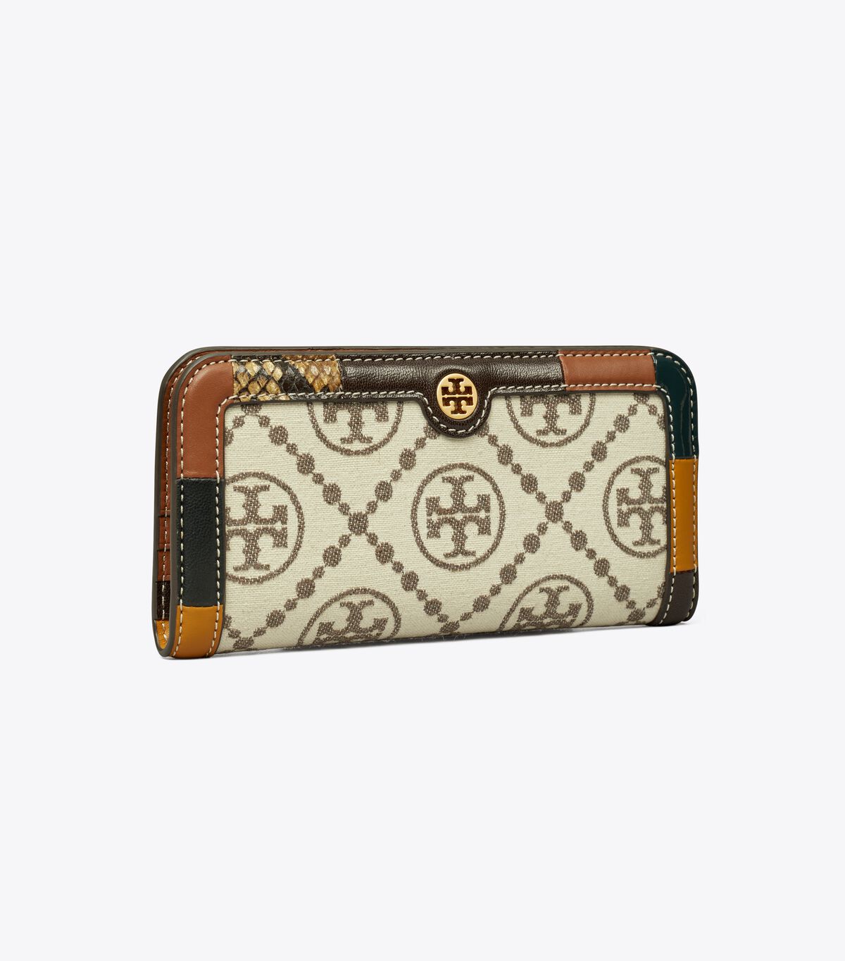 T Monogram Grommet Zip Slim Wallet