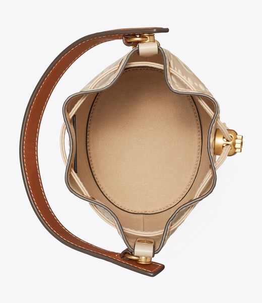 tory burch t monogram contrast embossed mini bucket bag