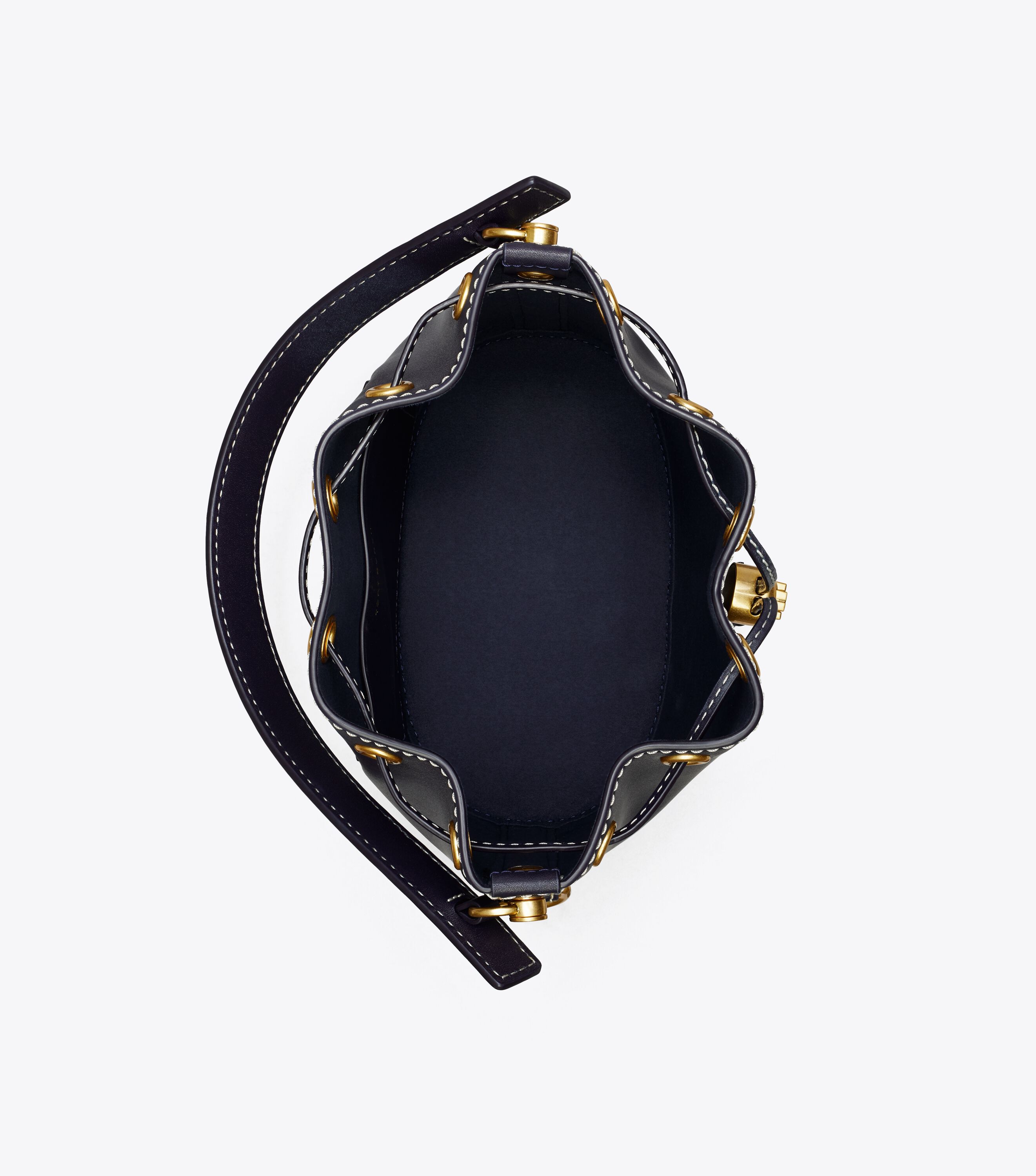 T Monogram Leather Bucket Bag, Midnight | Tory Burch KSA