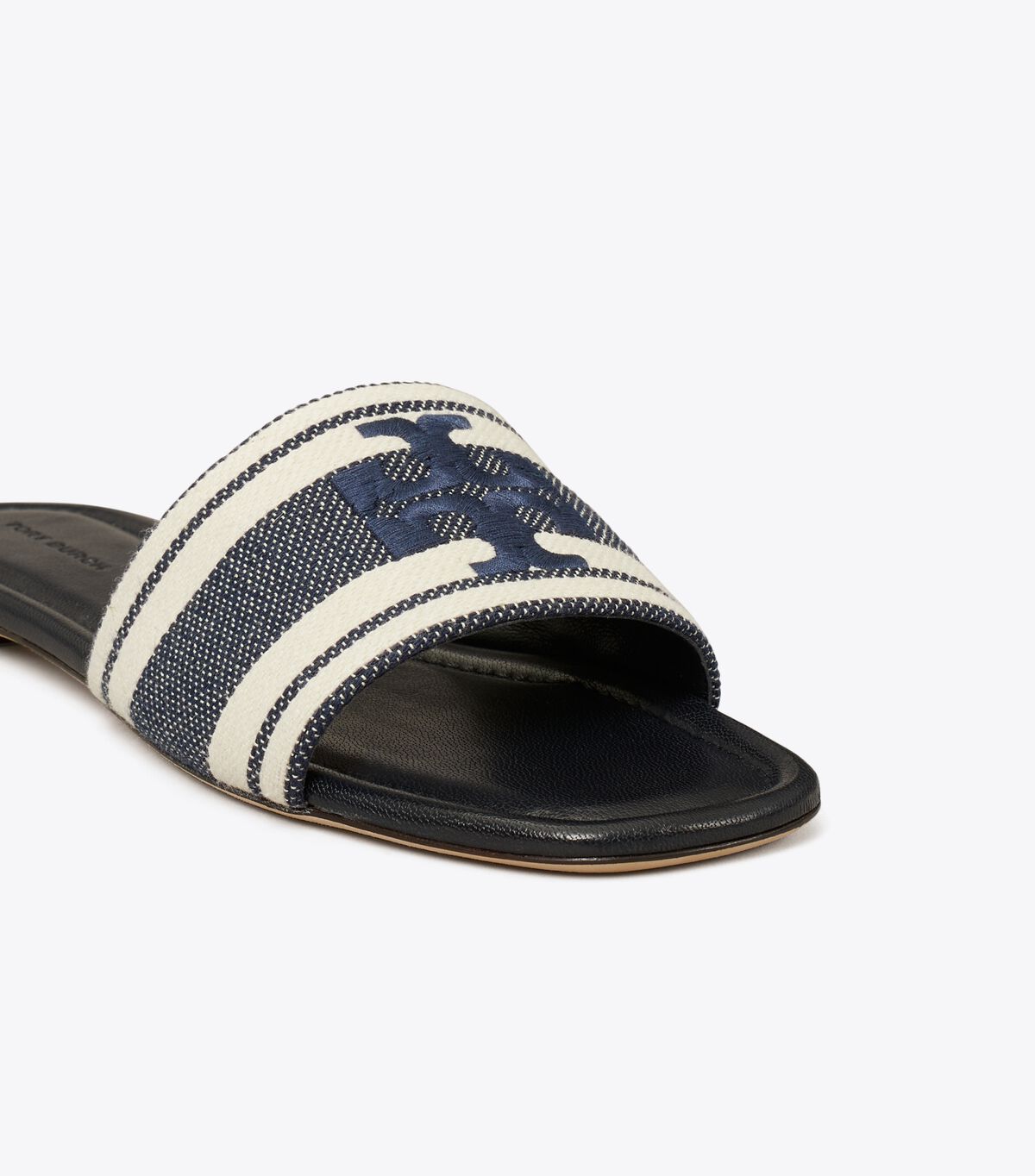 tory burch double t jacquard slide